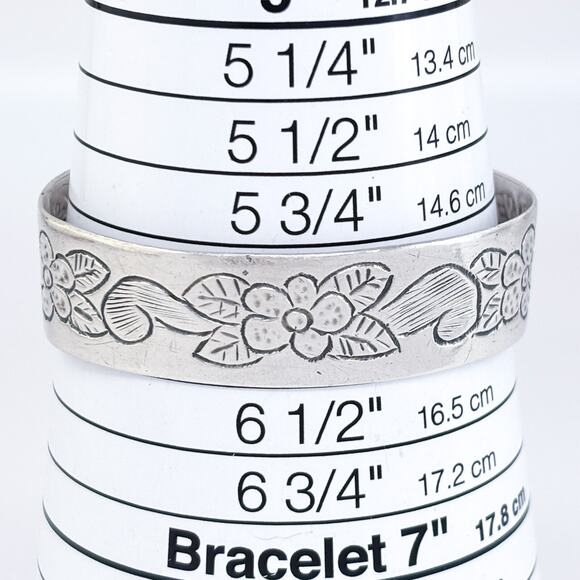 Vintage 1930s Mexico Vigueras Sterling Silver 925 Floral Cuff Bracelet 6.25" - Picture 7 of 9